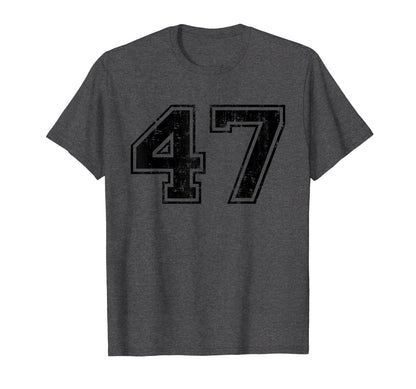 Number 47 Varsity Distressed Sport T-Shirt - Custom Art Print Men Women - T-Shirt, Sweatshirt, Hoodie