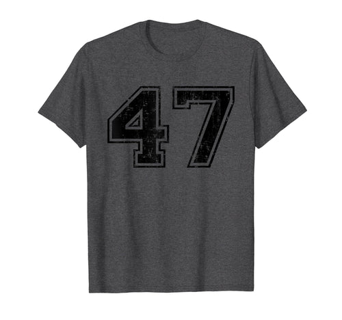 Number 47 Varsity Distressed Sport T-Shirt - Custom Art Print Men Women - T-Shirt, Sweatshirt, Hoodie
