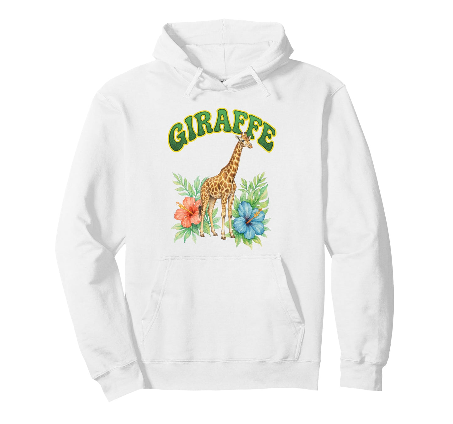 Giraffe Groovy Floral Giraffe Hoodie - Unique Graphic for Adults - T-Shirt, Sweatshirt, Hoodie