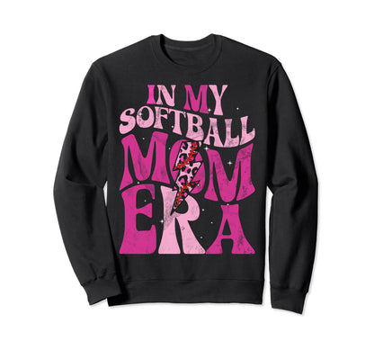 My Softball Mom Era Groovy Sweatshirt - Minimalist Print for Adults - T-Shirt, Sweatshirt, Hoodie