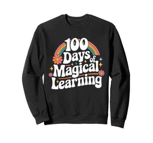 100 Days Magical Learning Rainbow Sweatshirt - Minimalist Print for Adults - T-Shirt, Sweatshirt, Hoodie