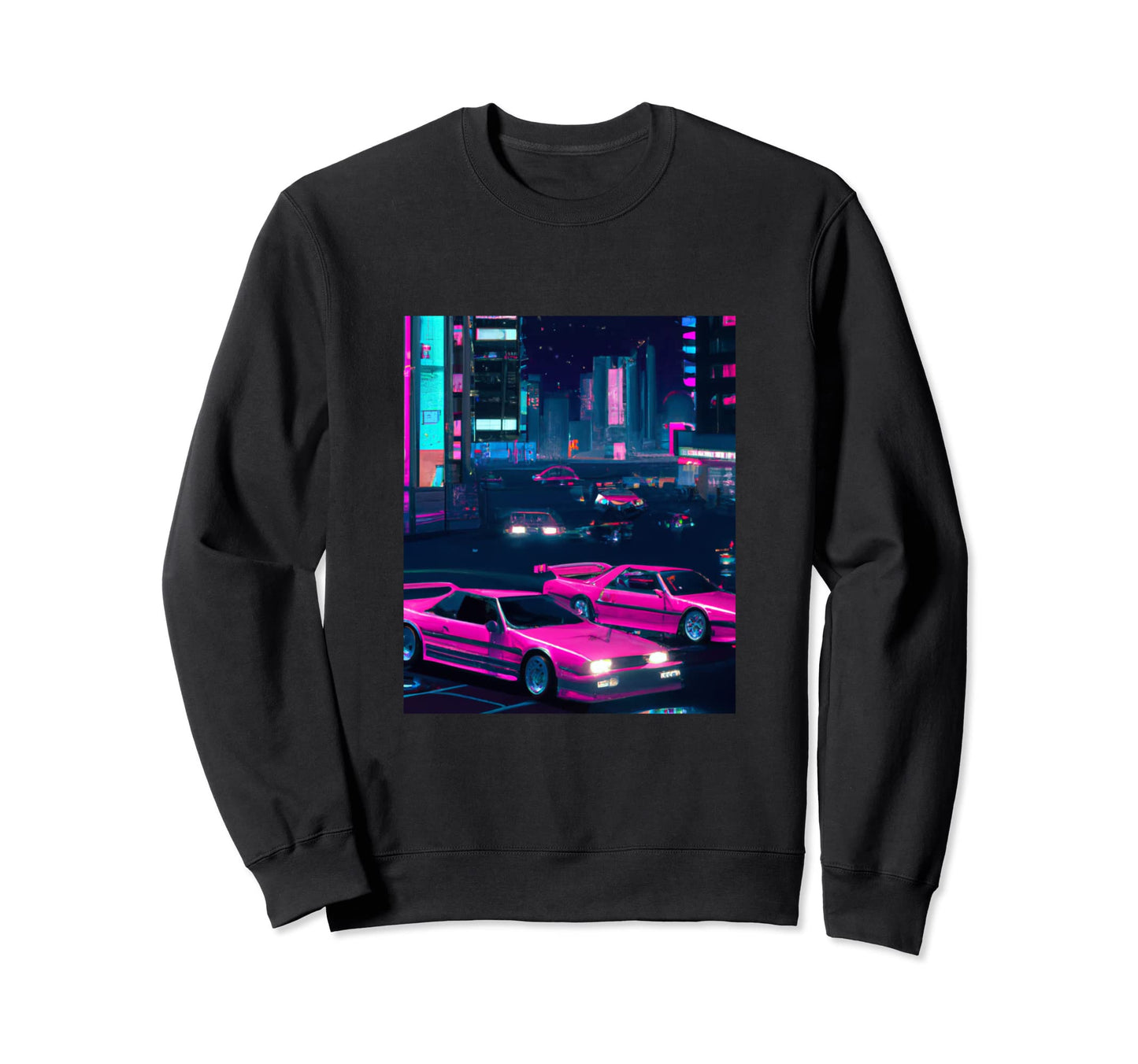 Vaporwave Car Synthwave City Sweatshirt - Minimalist Print Men Women - T-Shirt, Sweatshirt, Hoodie