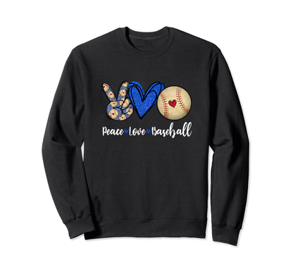 Funny Peace Love Baseball Sweatshirt - Minimalist Print Unisex - T-Shirt, Sweatshirt, Hoodie