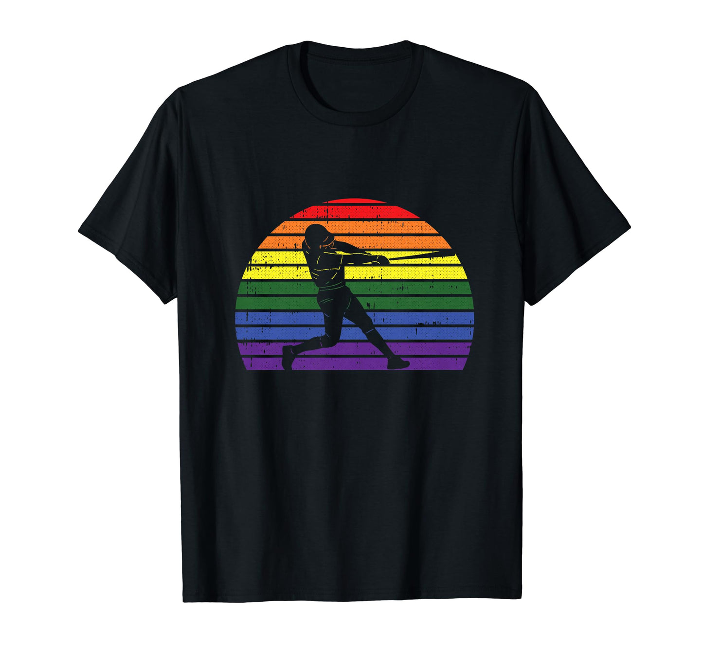 Baseball Player Lgbt Q Gay Pride Flag T-Shirt - Unique Graphic Men Women - T-Shirt, Sweatshirt, Hoodie