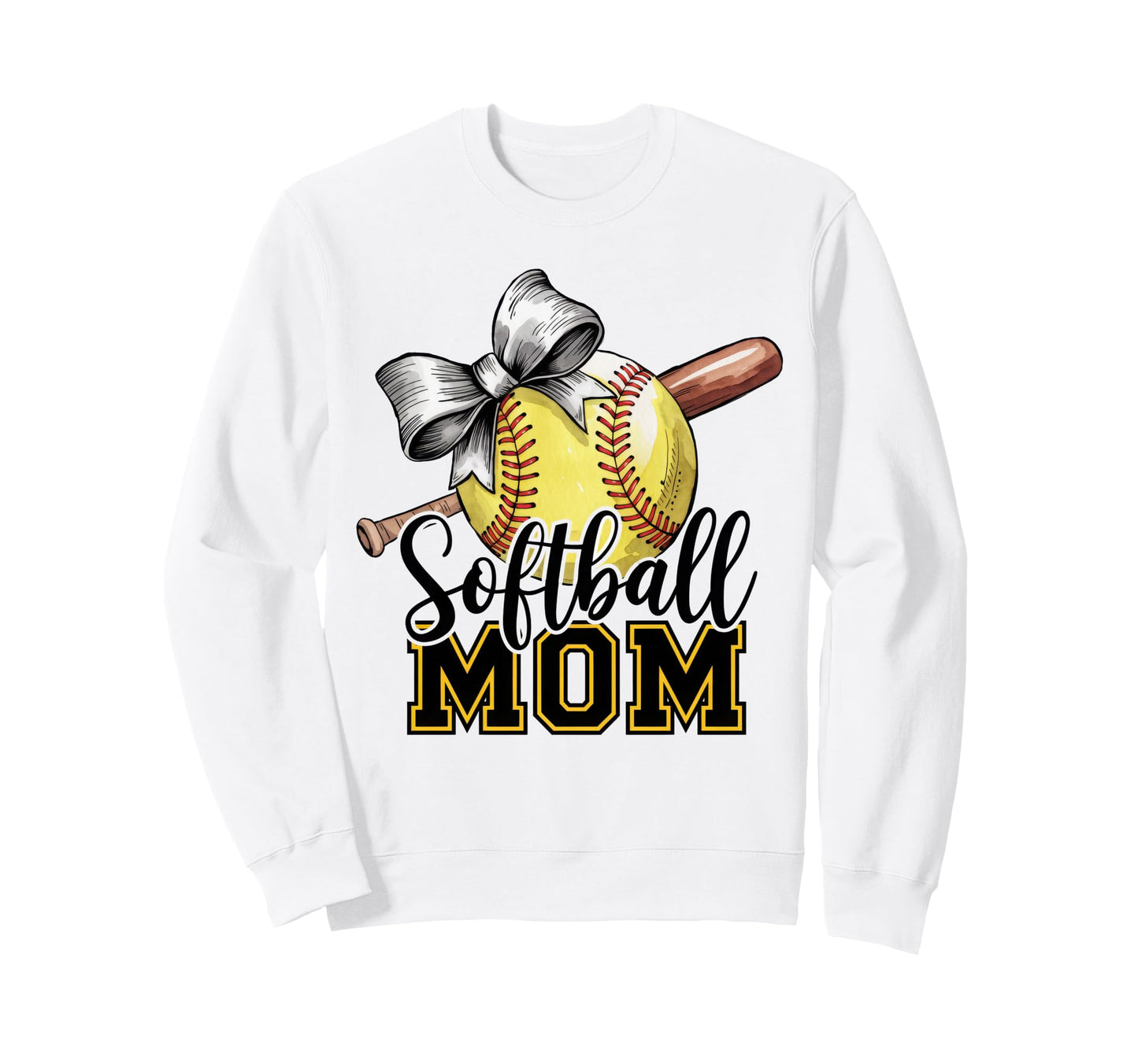 Softball Mama Coquette Bow Game Sweatshirt - Novelty Apparel for Adults - T-Shirt, Sweatshirt, Hoodie