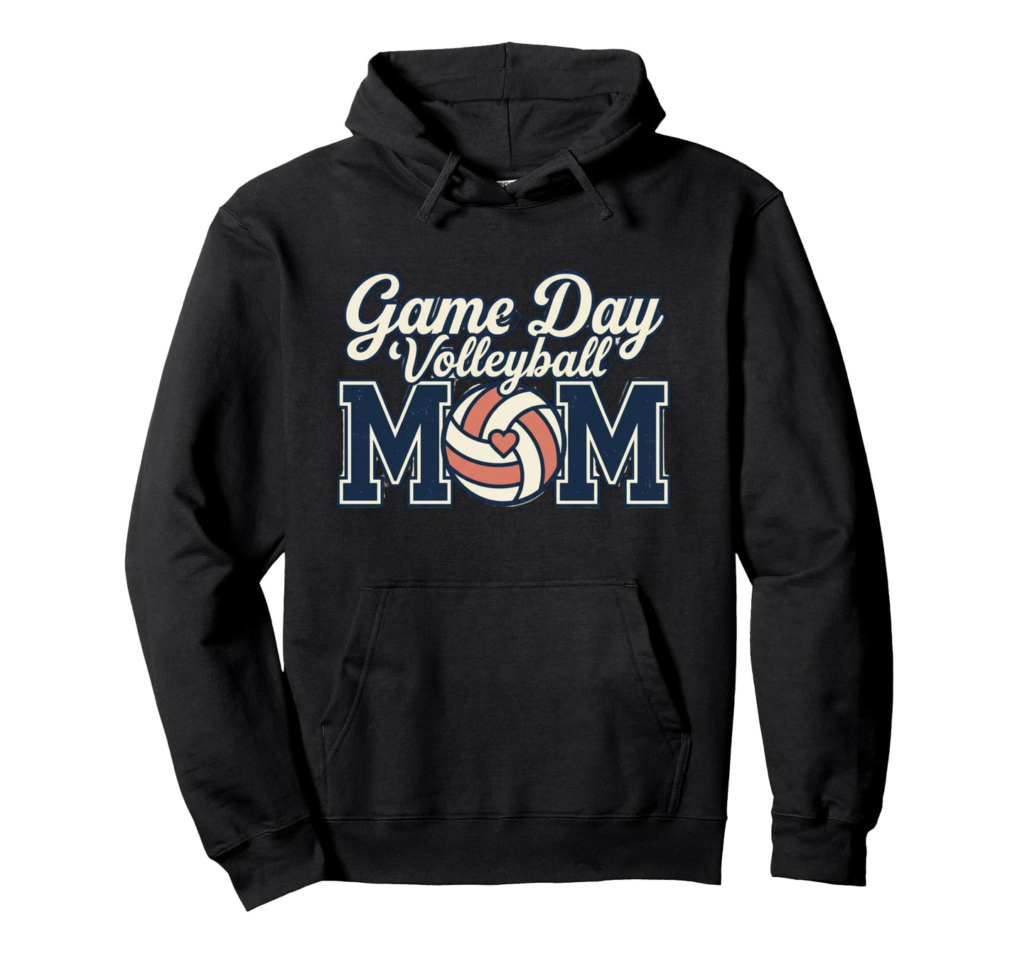 Game Day Volleyball Mom Heart Club Hoodie - Fun Novelty Design Men Women - T-Shirt, Sweatshirt, Hoodie