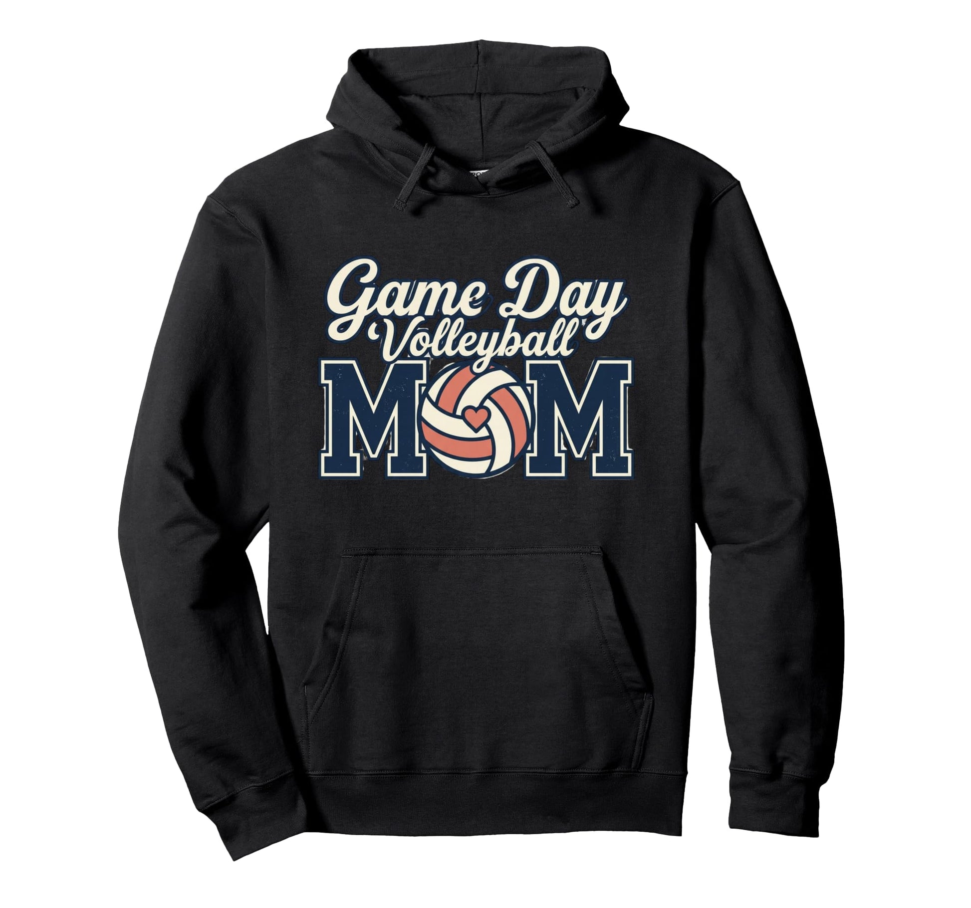 Game Day Volleyball Mom Heart Club Hoodie - Fun Novelty Design Men Women - T-Shirt, Sweatshirt, Hoodie
