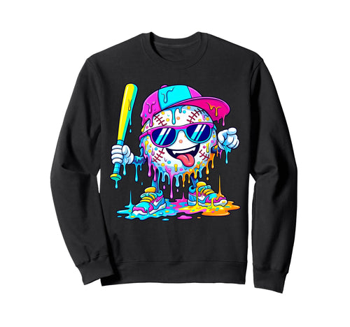 Baseball Drip Ice Cream Drip Baseball Sweatshirt - Minimalist Print Unisex - T-Shirt, Sweatshirt, Hoodie