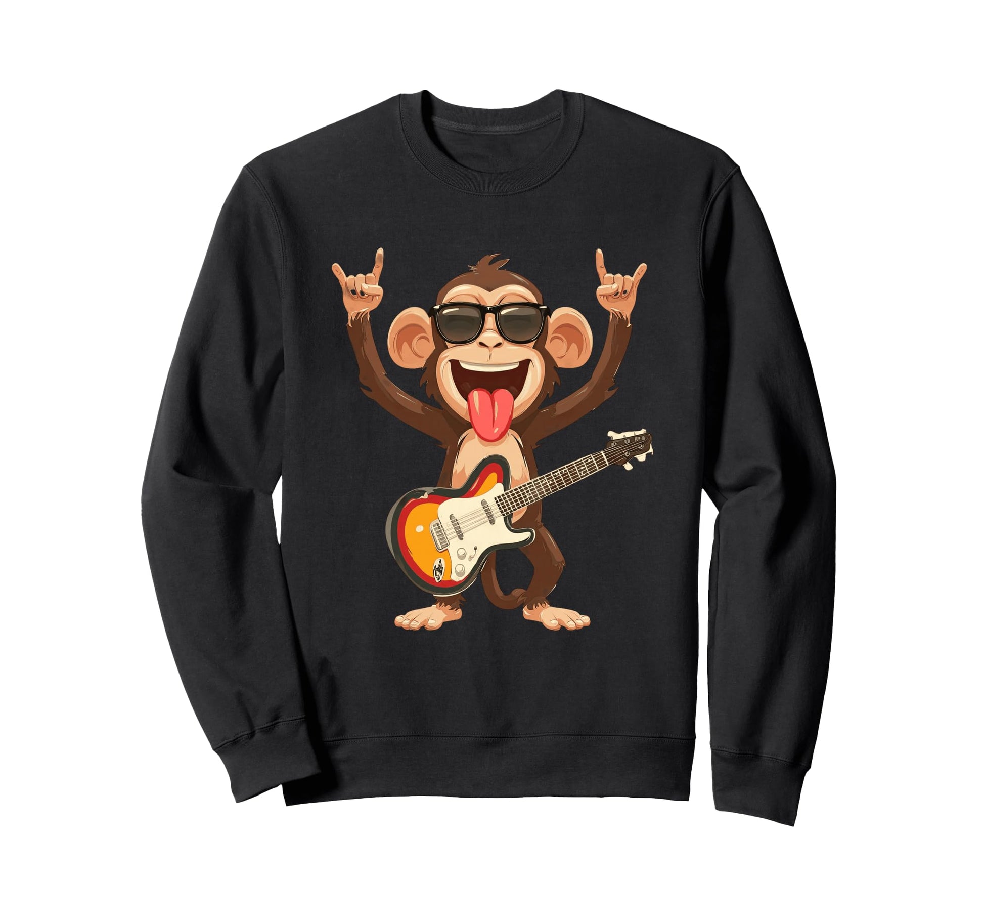 Funny Rock Monkey Guitarist Sweatshirt - Aesthetic Graphic for Adults - T-Shirt, Sweatshirt, Hoodie