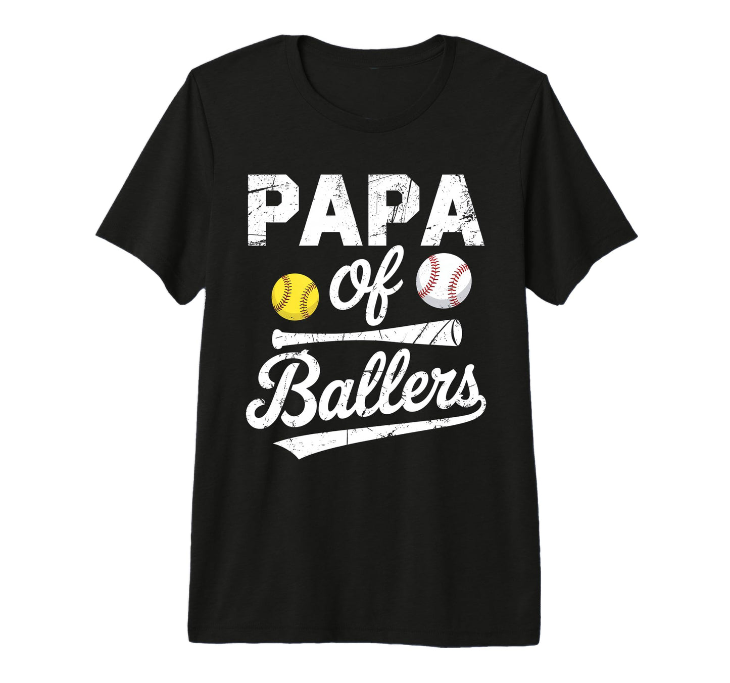 Papa Ballers Papa Baseball And T-Shirt - Fun Novelty Design for Adults - T-Shirt, Sweatshirt, Hoodie