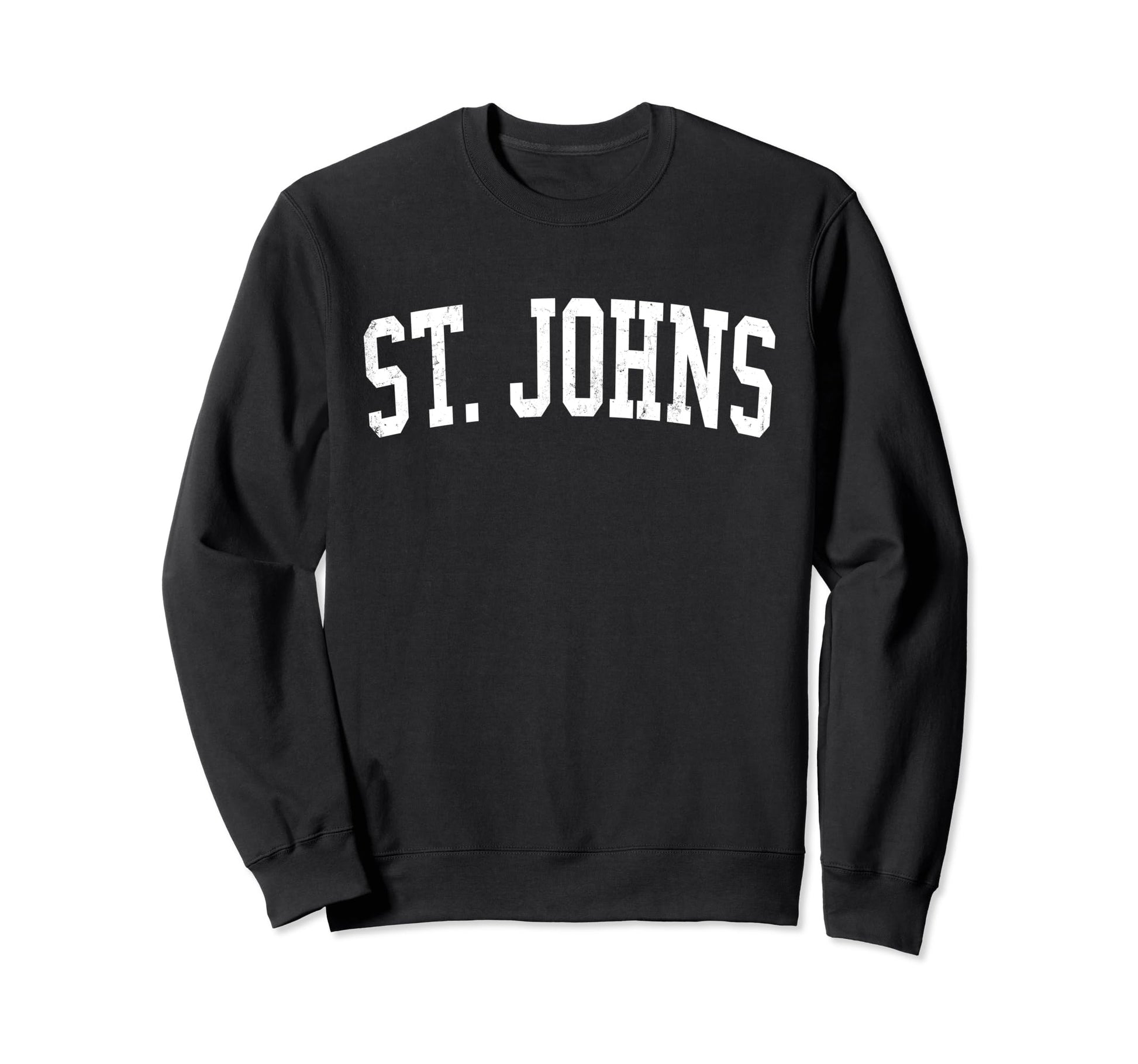 St Johns Mi Distressed White Varsity Sweatshirt - Graphic Print Men Women - T-Shirt, Sweatshirt, Hoodie