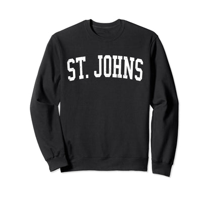 St Johns Mi Distressed White Varsity Sweatshirt - Graphic Print Men Women - T-Shirt, Sweatshirt, Hoodie