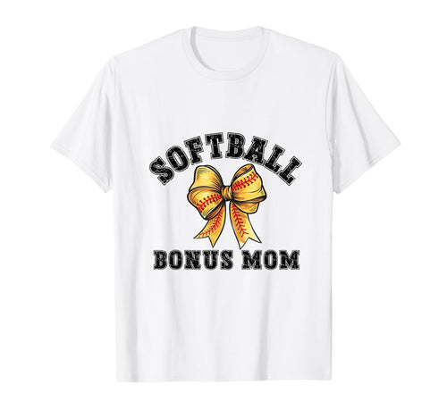 Coquette Softball Bonus Mom Bow T-Shirt - Fun Novelty Design for Adults - T-Shirt, Sweatshirt, Hoodie