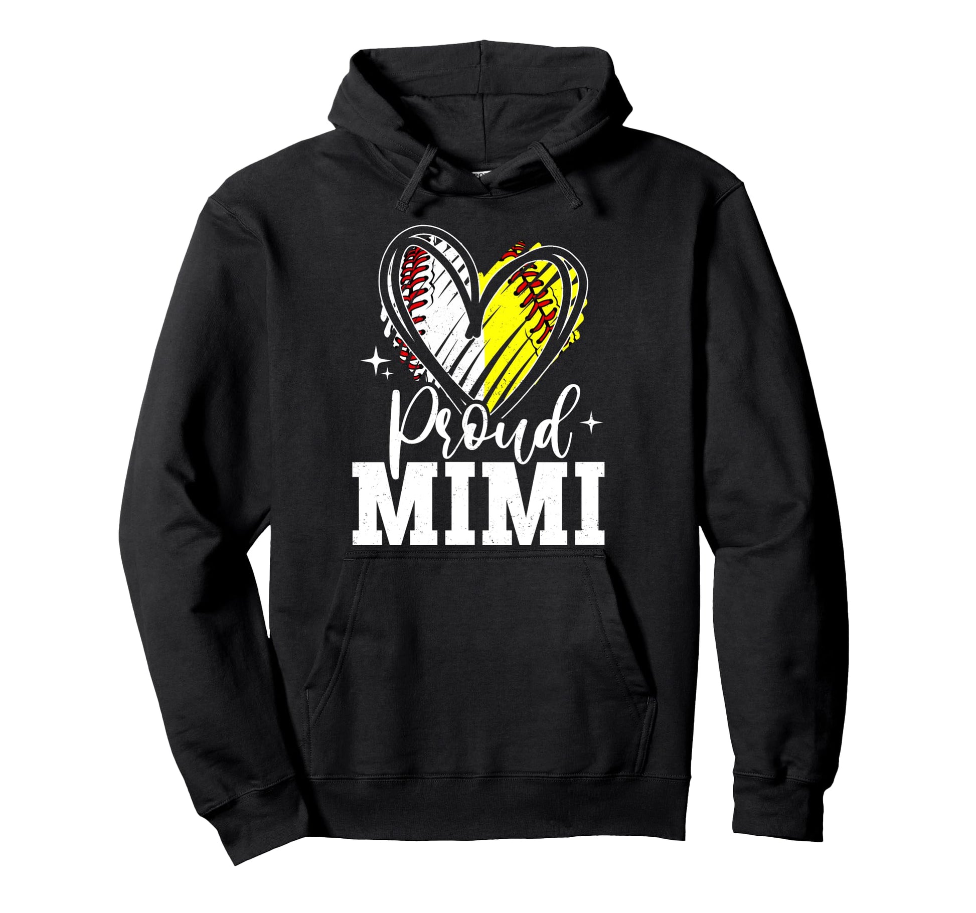 Proud Mimi Baseball Softball Heart Mimi Hoodie - Custom Art Print Unisex - T-Shirt, Sweatshirt, Hoodie