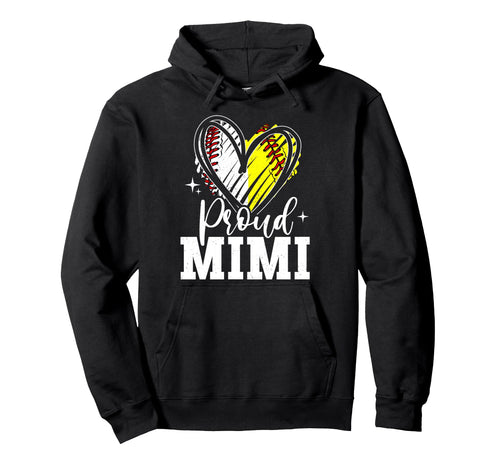 Proud Mimi Baseball Softball Heart Mimi Hoodie - Custom Art Print Unisex - T-Shirt, Sweatshirt, Hoodie