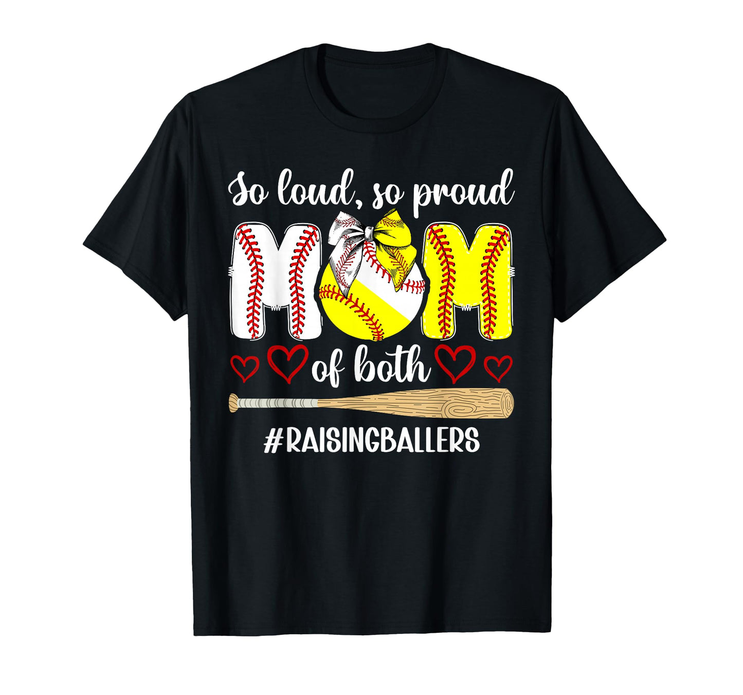 Mom Both Raising Ballers Baseball Softball T-Shirt - Unique Graphic Unisex - T-Shirt, Sweatshirt, Hoodie