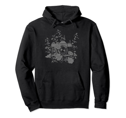 Photographer Camera Flowers Hoodie - Aesthetic Graphic Men Women - T-Shirt, Sweatshirt, Hoodie