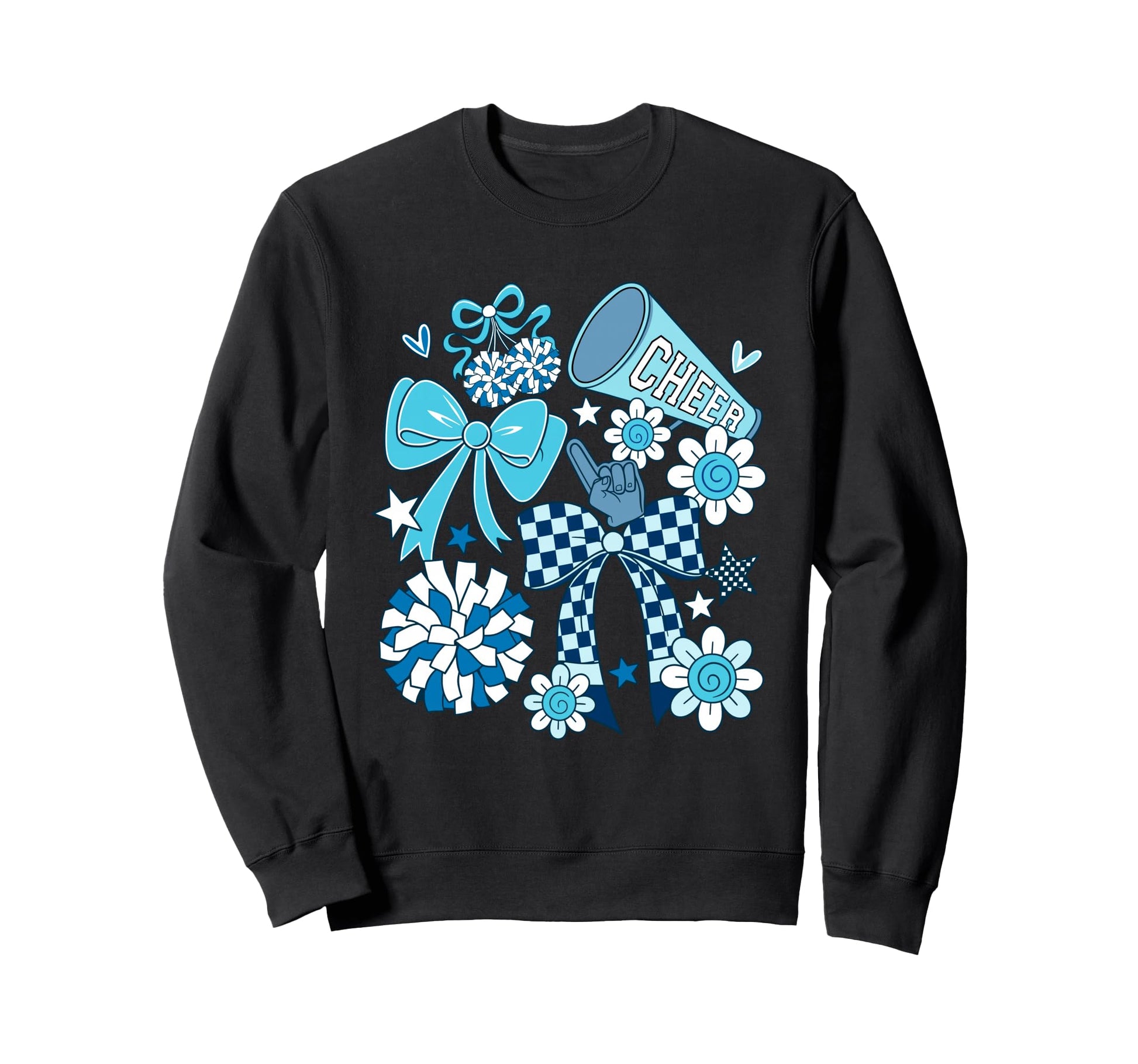 Cheer Mom Football Blue Coquette Bow Sweatshirt - Novelty Apparel Unisex - T-Shirt, Sweatshirt, Hoodie