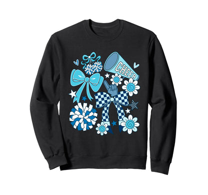 Cheer Mom Football Blue Coquette Bow Sweatshirt - Novelty Apparel Unisex - T-Shirt, Sweatshirt, Hoodie