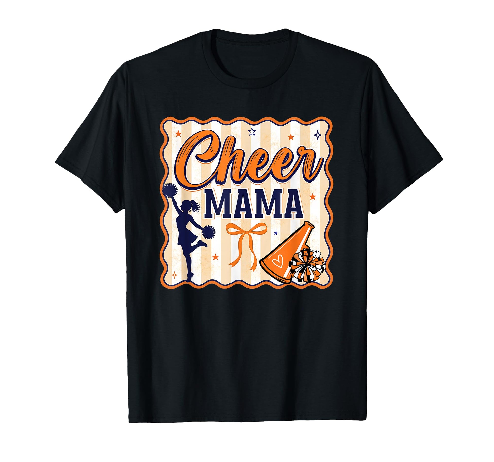 Preppy Stripe Cheer Mama Mom T-Shirt - Casual Everyday Wear Men Women - T-Shirt, Sweatshirt, Hoodie