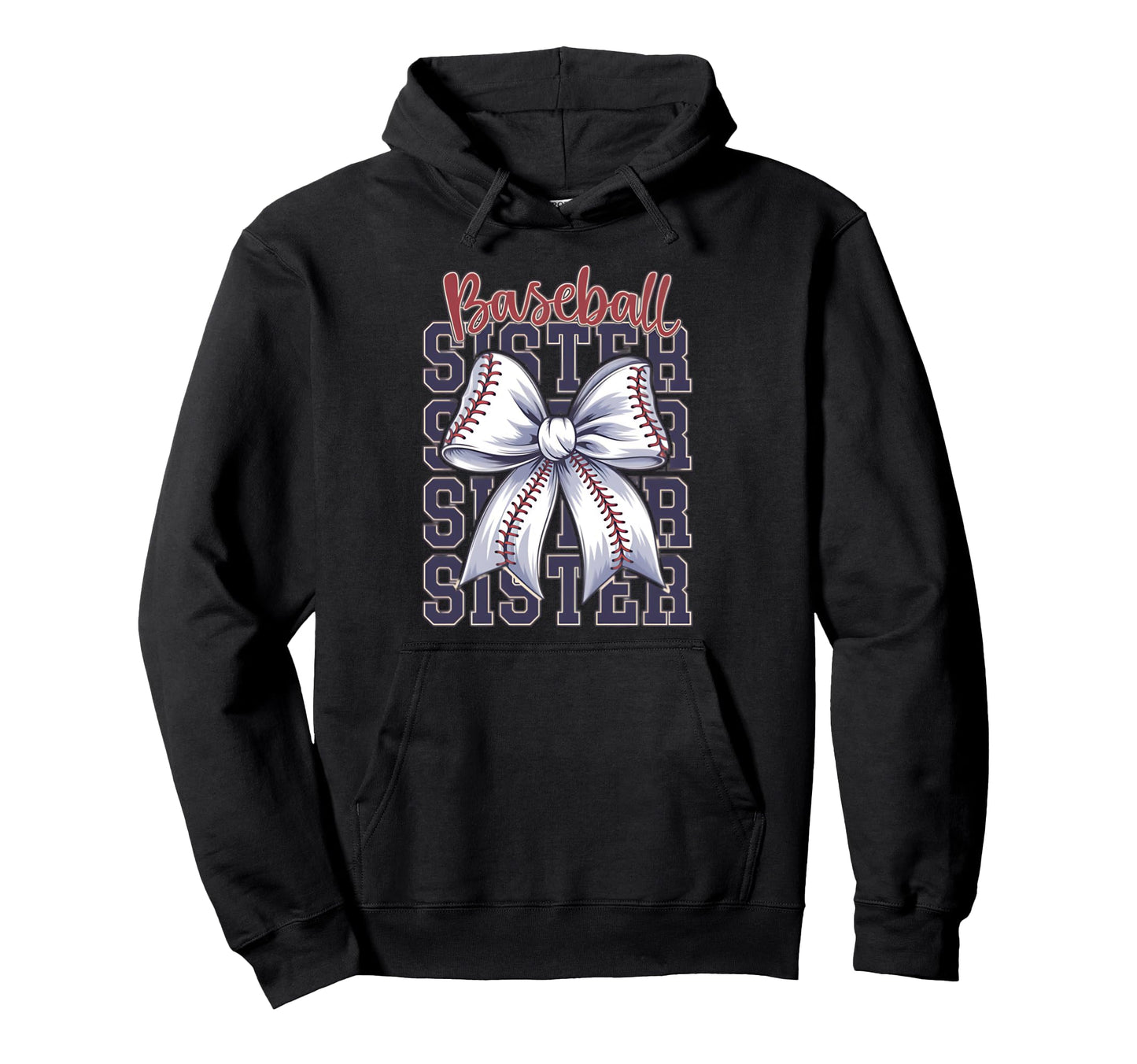 Baseball Sister Coquette Bow Hoodie - Novelty Apparel Unisex - T-Shirt, Sweatshirt, Hoodie