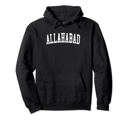 Allahabad India Distressed White Varsity Hoodie - Trendy Graphic Men Women - T-Shirt, Sweatshirt, Hoodie