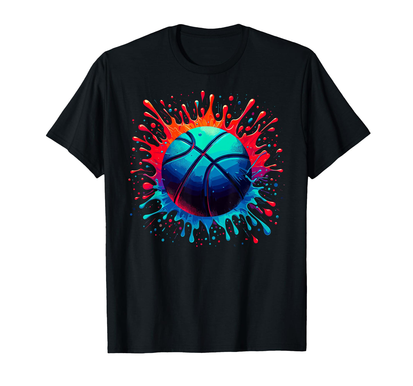 Colorful Paints Splash Basketball T-Shirt - Fun Novelty Design for Adults - T-Shirt, Sweatshirt, Hoodie