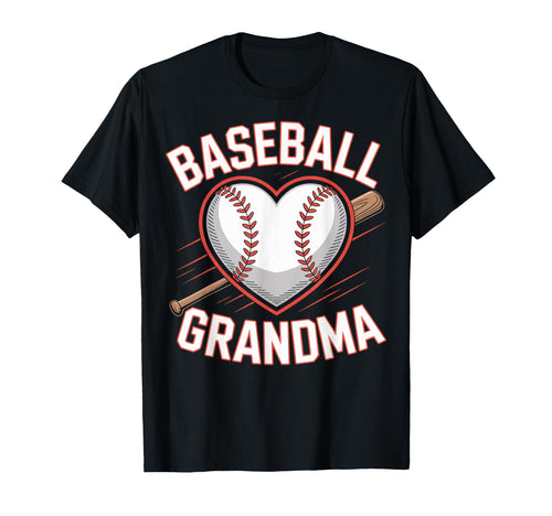 Baseball Grandma Heart Baseball Moms T-Shirt - Fun Novelty Design Unisex - T-Shirt, Sweatshirt, Hoodie