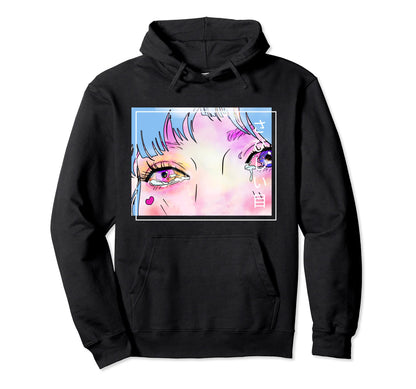 Sad Aesthetic Vaporwave Goth Manga Hoodie - Aesthetic Graphic Men Women - T-Shirt, Sweatshirt, Hoodie