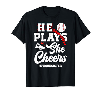 He Plays She Cheers Sister T-Shirt - Aesthetic Graphic for Adults - T-Shirt, Sweatshirt, Hoodie