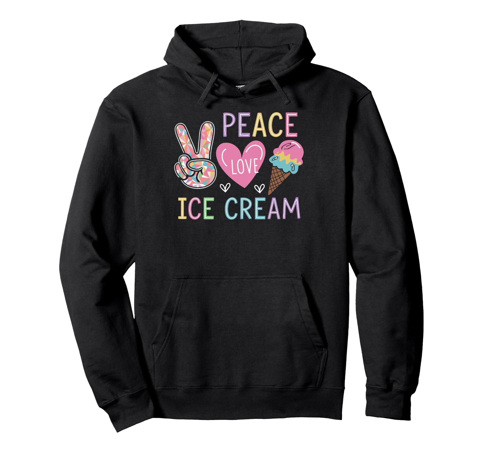 Peace Love Ice Cream Sherbet Gelato Lover Hoodie - Aesthetic Graphic Unisex - T-Shirt, Sweatshirt, Hoodie