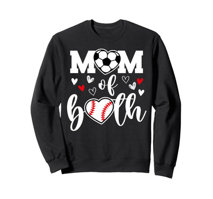 Mom Both Heart Soccer Baseball Sports Sweatshirt - Custom Art Print Unisex - T-Shirt, Sweatshirt, Hoodie