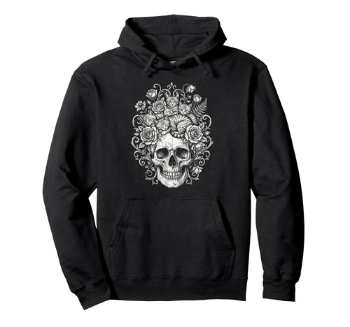 Skull Cat Skeleton Kitty Kitten Gothic Dark Hoodie - Unique Graphic Unisex - T-Shirt, Sweatshirt, Hoodie