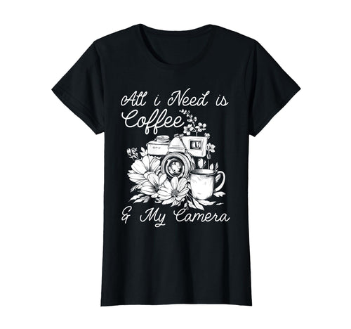 Photographer Coffee Camera Flowers T-Shirt - Graphic Print Men Women - T-Shirt, Sweatshirt, Hoodie