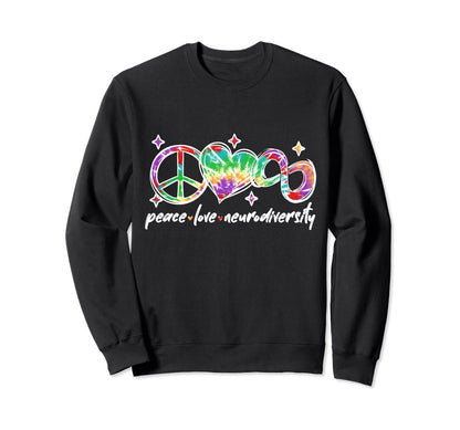 Autism Peace Love Neurodiversity Sweatshirt - Minimalist Print for Adults - T-Shirt, Sweatshirt, Hoodie