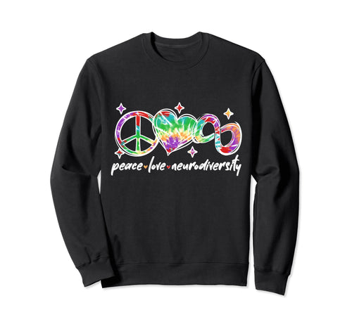 Autism Peace Love Neurodiversity Sweatshirt - Minimalist Print for Adults - T-Shirt, Sweatshirt, Hoodie