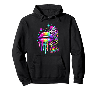 Colorful 90S Disco Rainbow Lips Cassette Hoodie - Novelty Apparel Unisex - T-Shirt, Sweatshirt, Hoodie