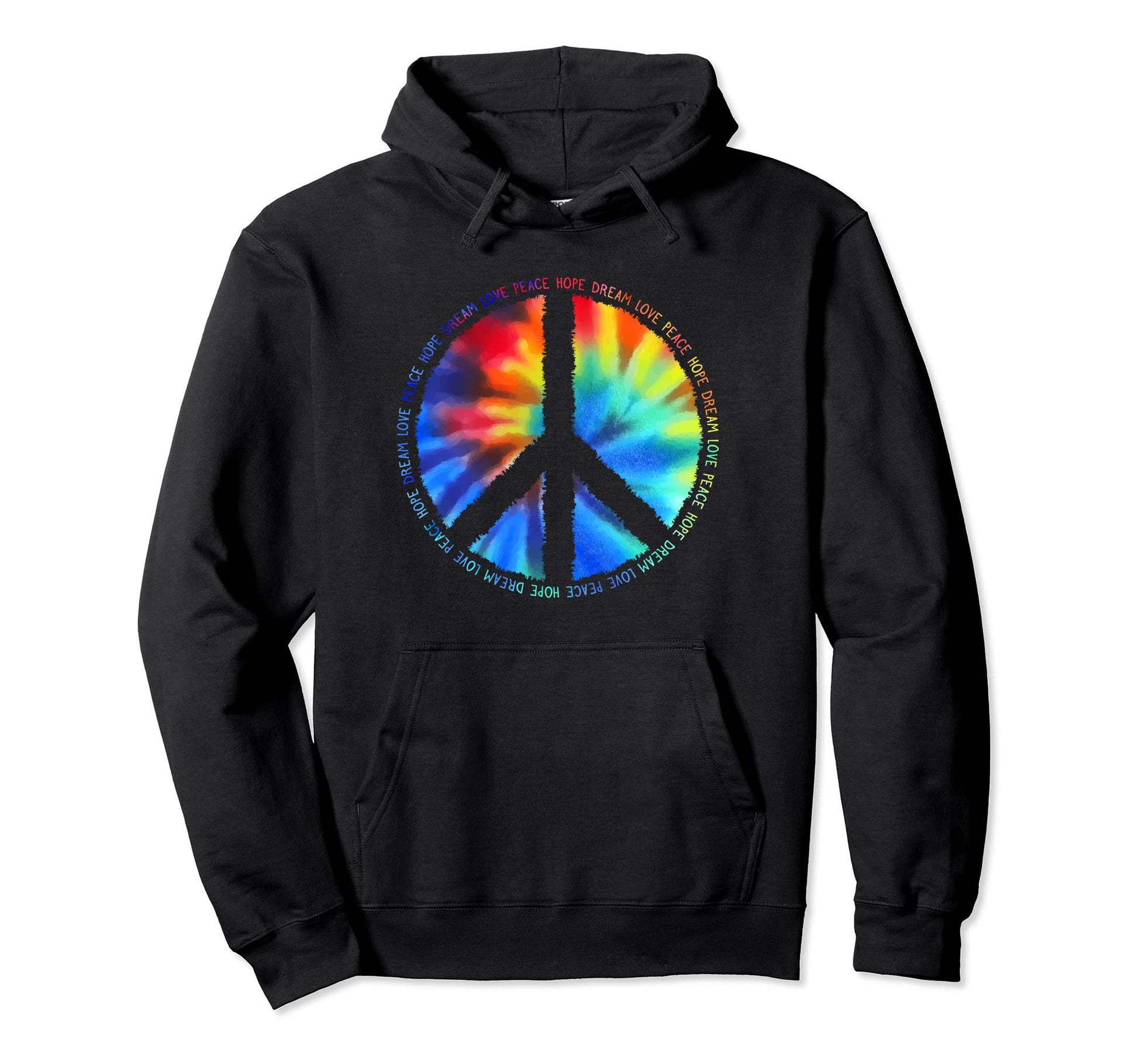 Hope Dream Love Boho Tie Dye Groovy Hippy Hoodie - Graphic Print Unisex - T-Shirt, Sweatshirt, Hoodie