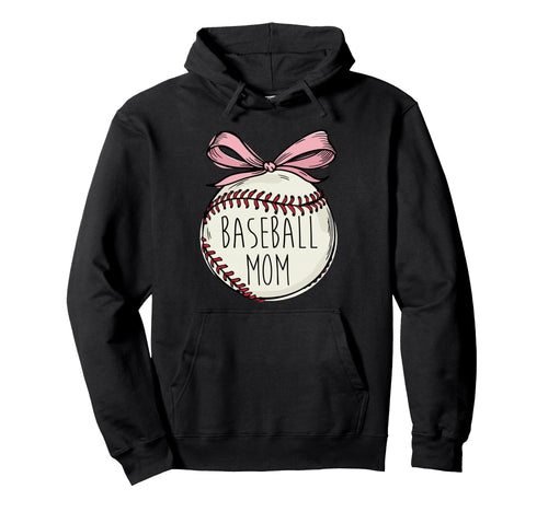 Baseball Mom Coquette Bow Team Support Hoodie - Casual Everyday Wear Unisex - T-Shirt, Sweatshirt, Hoodie