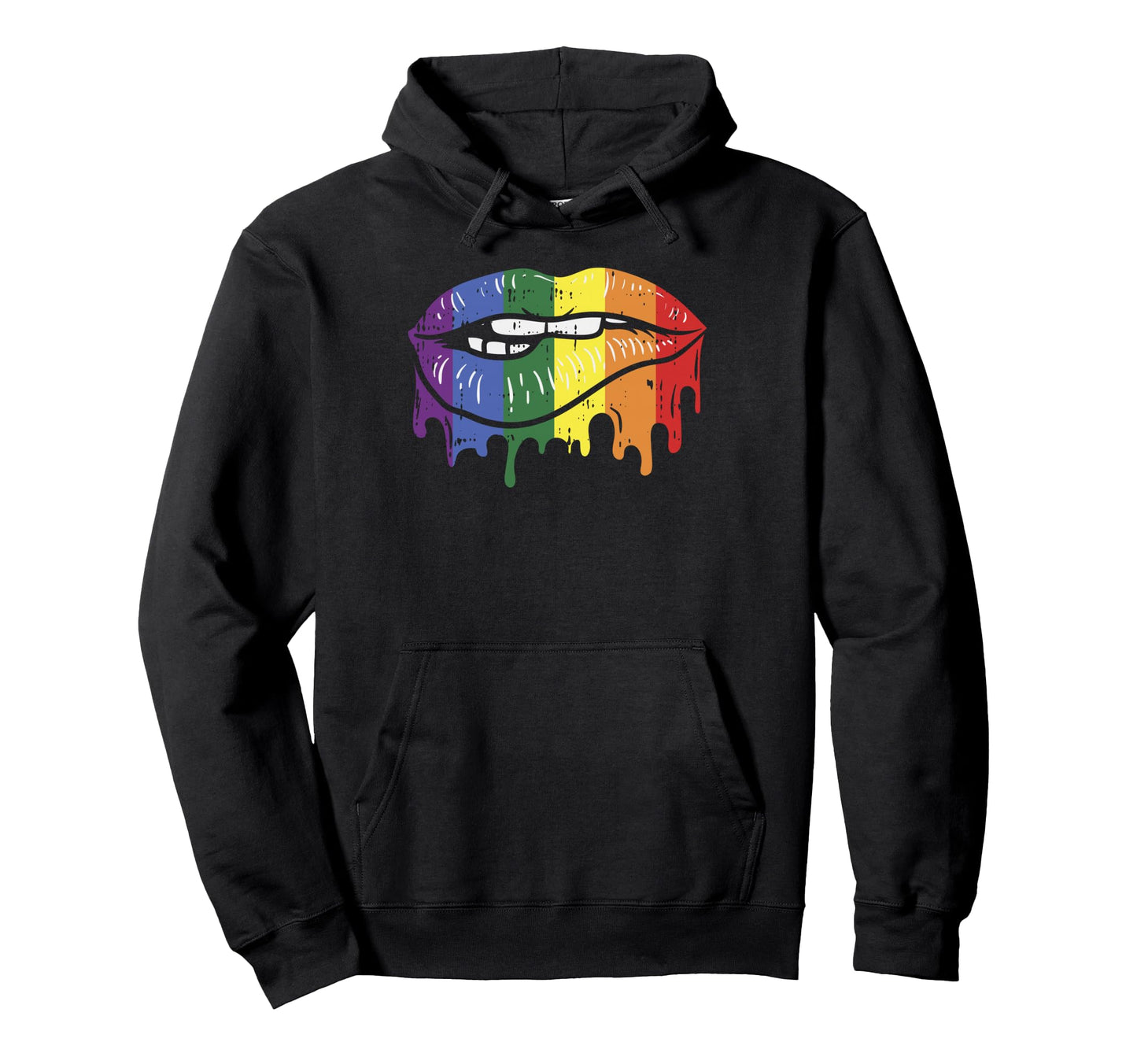 Lip Bite Gay Pride Rainbow Flag Drip Hoodie - Custom Art Print Men Women - T-Shirt, Sweatshirt, Hoodie