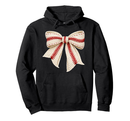 Baseball Coquette Bow Yarn Game Day Hoodie - Minimalist Print for Adults - T-Shirt, Sweatshirt, Hoodie