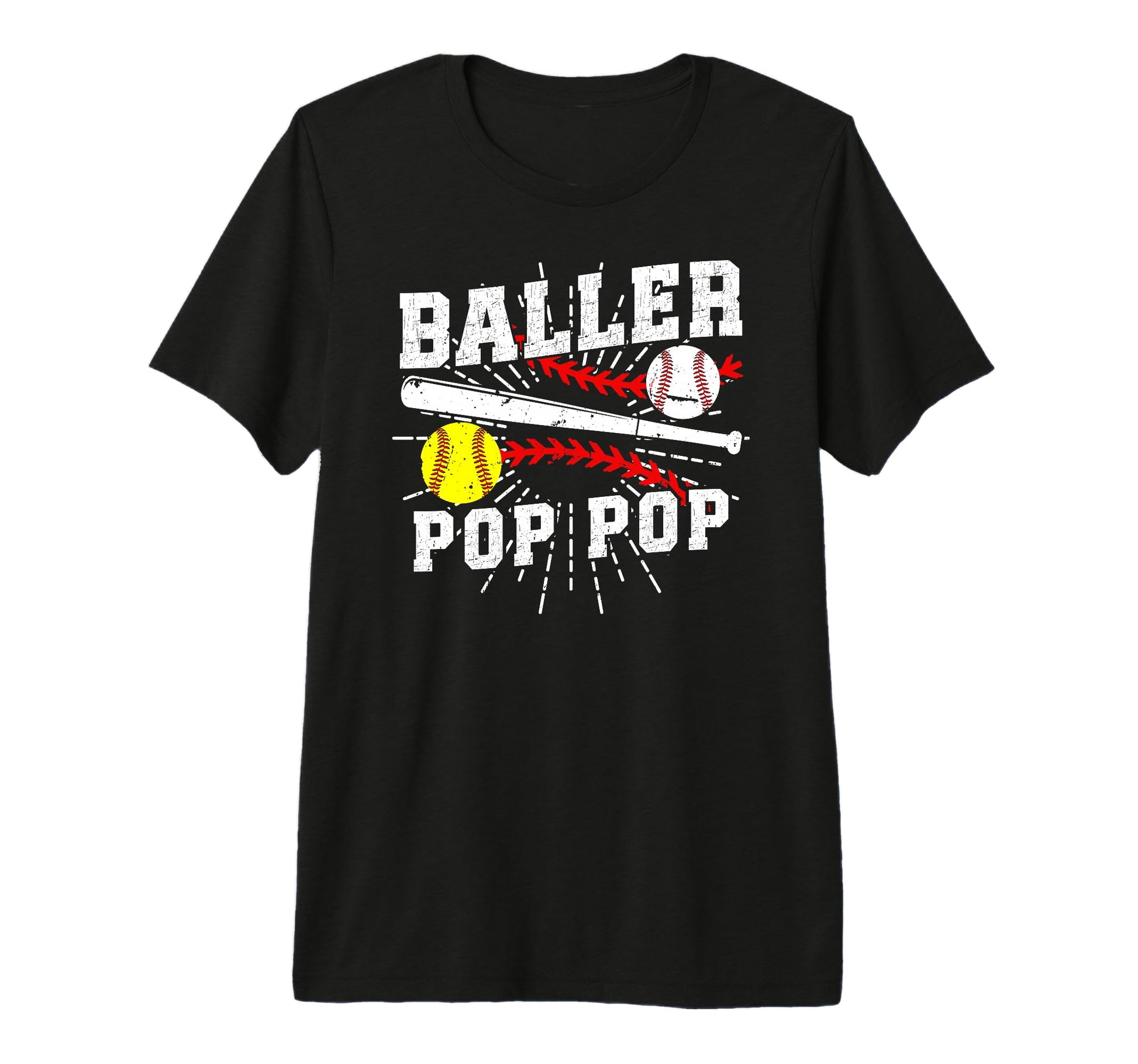 Mens Baller Pop Pop Proud Softball T-Shirt - Trendy Graphic for Adults - T-Shirt, Sweatshirt, Hoodie
