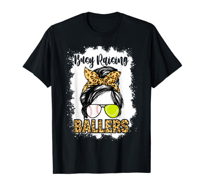 Tennis Baseball Mom Messy Bun Leopard T-Shirt - Fun Novelty Design Unisex - T-Shirt, Sweatshirt, Hoodie