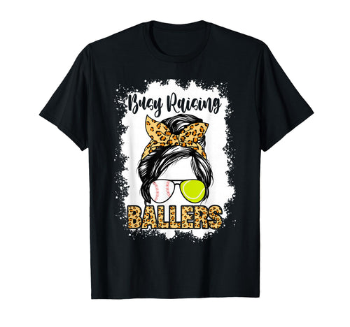 Tennis Baseball Mom Messy Bun Leopard T-Shirt - Fun Novelty Design Unisex - T-Shirt, Sweatshirt, Hoodie