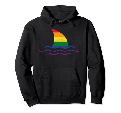 Shark Fin Animal Lover Rainbow Flag Hoodie - Fun Novelty Design Unisex - T-Shirt, Sweatshirt, Hoodie