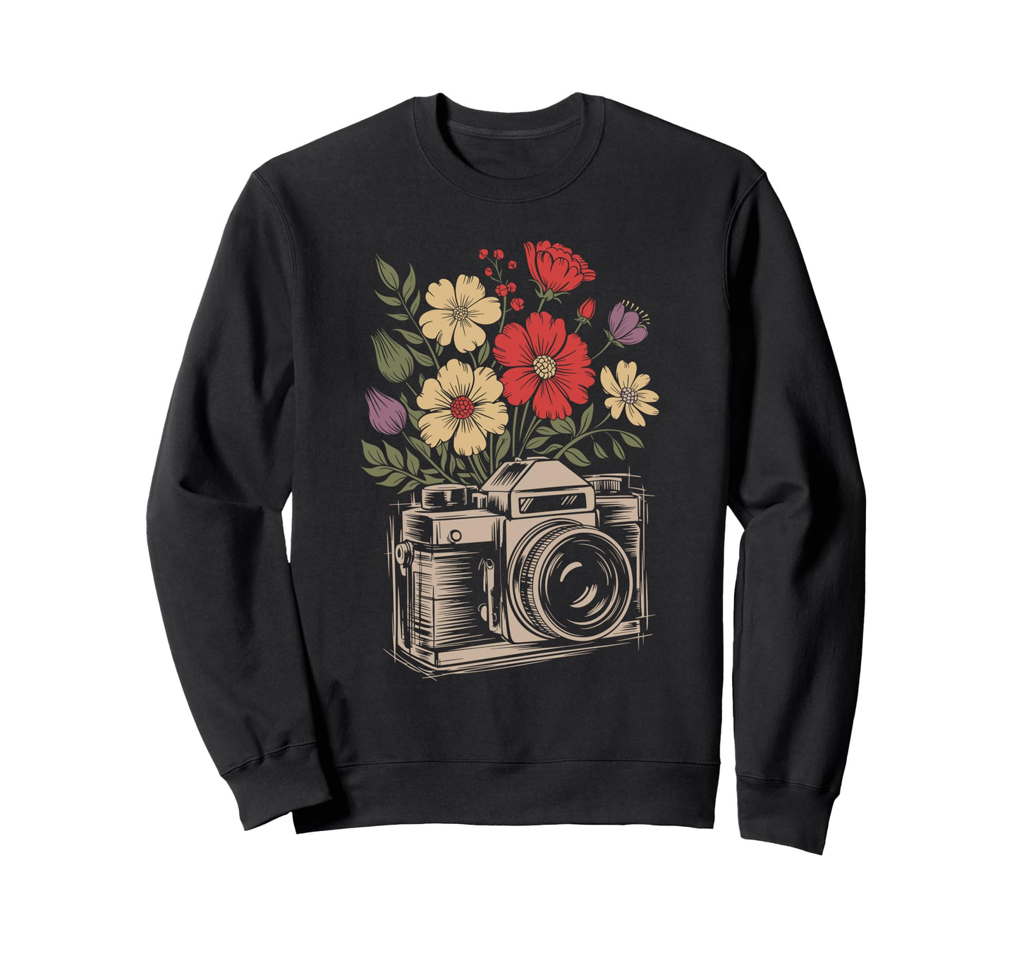Camera Photography Art Floral Sweatshirt - Streetwear Style Men Women - T-Shirt, Sweatshirt, Hoodie