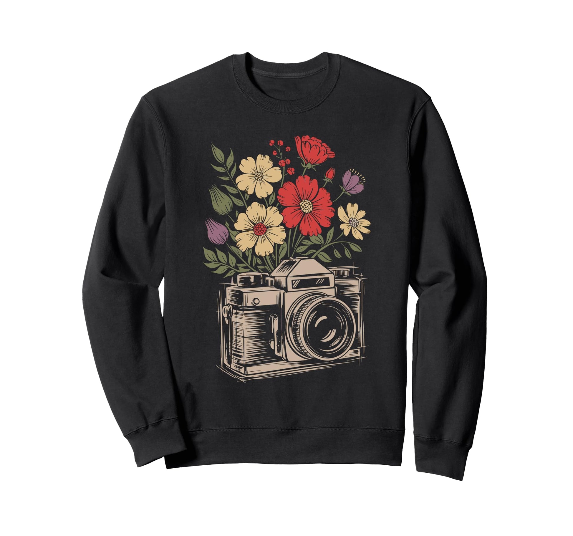 Camera Photography Art Floral Sweatshirt - Streetwear Style Men Women - T-Shirt, Sweatshirt, Hoodie