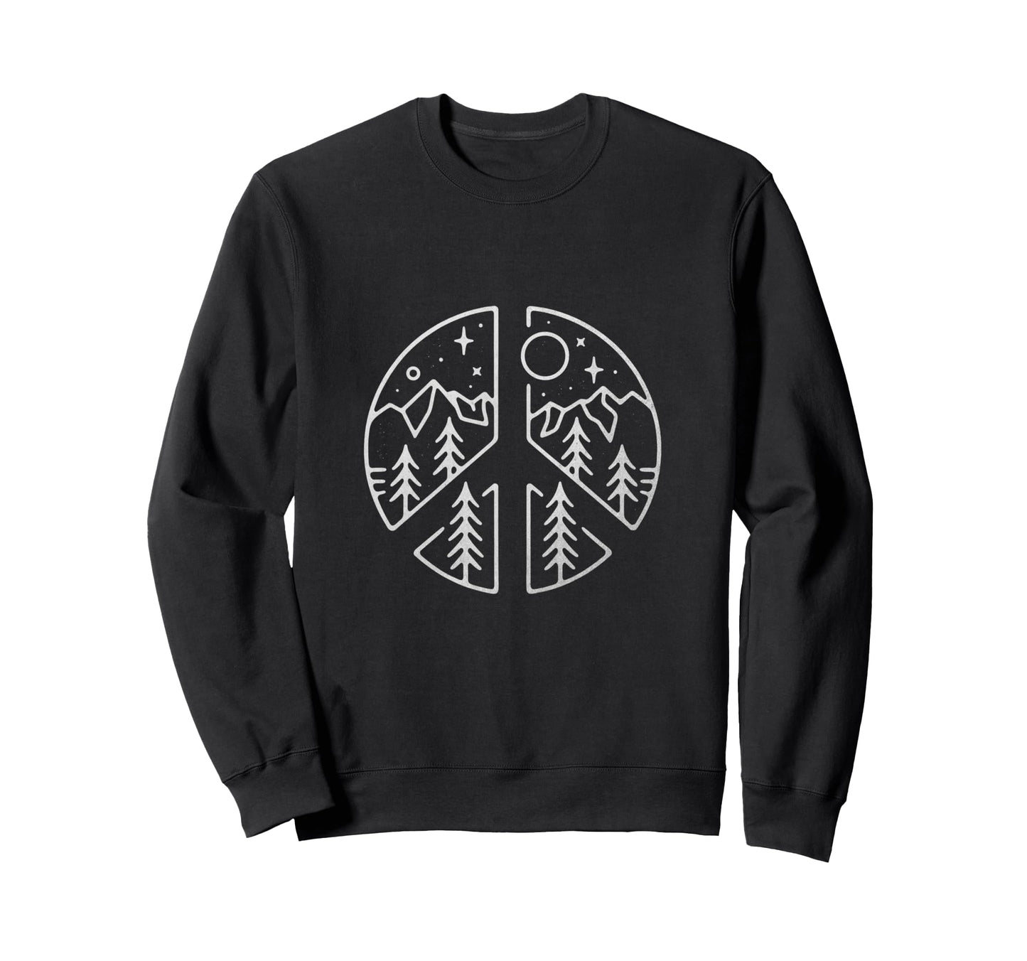 Peace Symbol Forest Mountains Sweatshirt - Aesthetic Graphic Men Women - T-Shirt, Sweatshirt, Hoodie