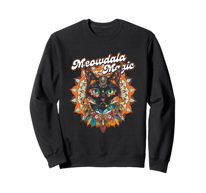 Boho Cat Mandala Bohemian Hippie Sweatshirt - Unique Graphic for Adults - T-Shirt, Sweatshirt, Hoodie