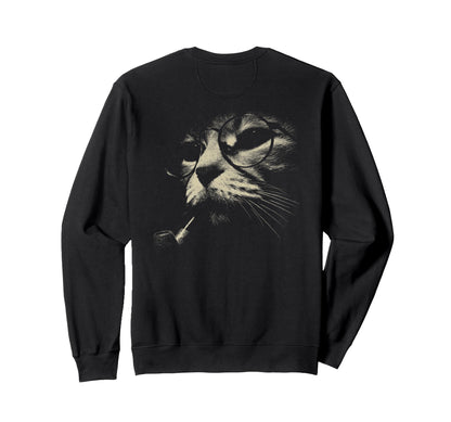 Cat Smoking Pipe Glasses Grunge Sweatshirt - Streetwear Style Men Women - T-Shirt, Sweatshirt, Hoodie